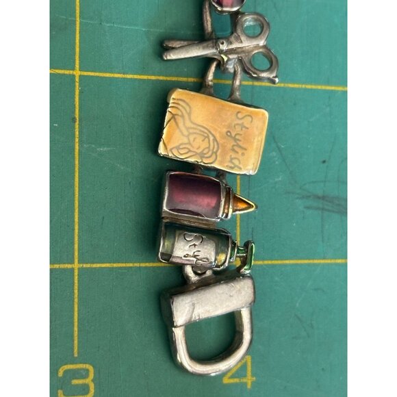 Beautician Bracelet Hair Salon Tools Enamel Brush Scissors Blower Dyer 8in Gift - Picture 9 of 11